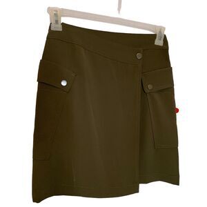 Bishop + Young Military Skirt Womens‎ X-Small XS Army Green Snap Pockets Wrap